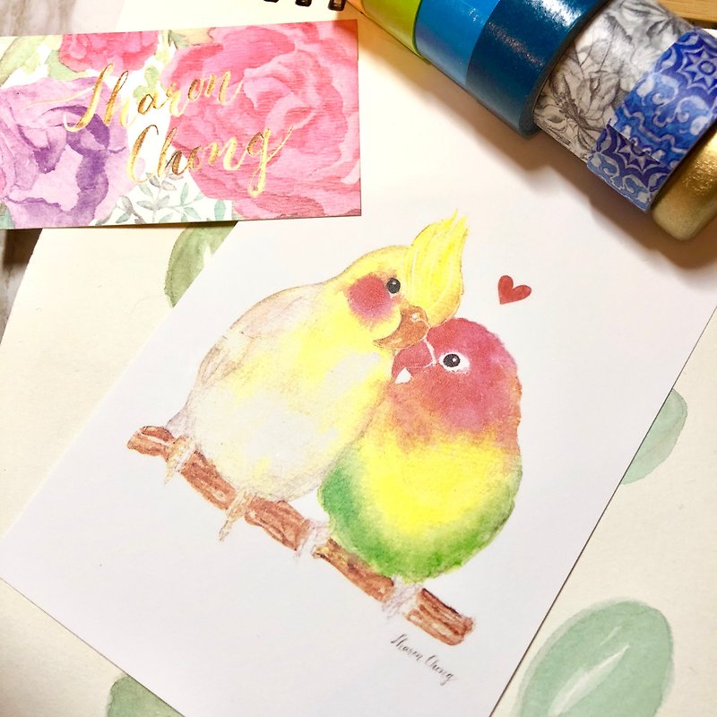 Hand-painted watercolor customized couple animal portraits customized gifts - Cards & Postcards - Paper White