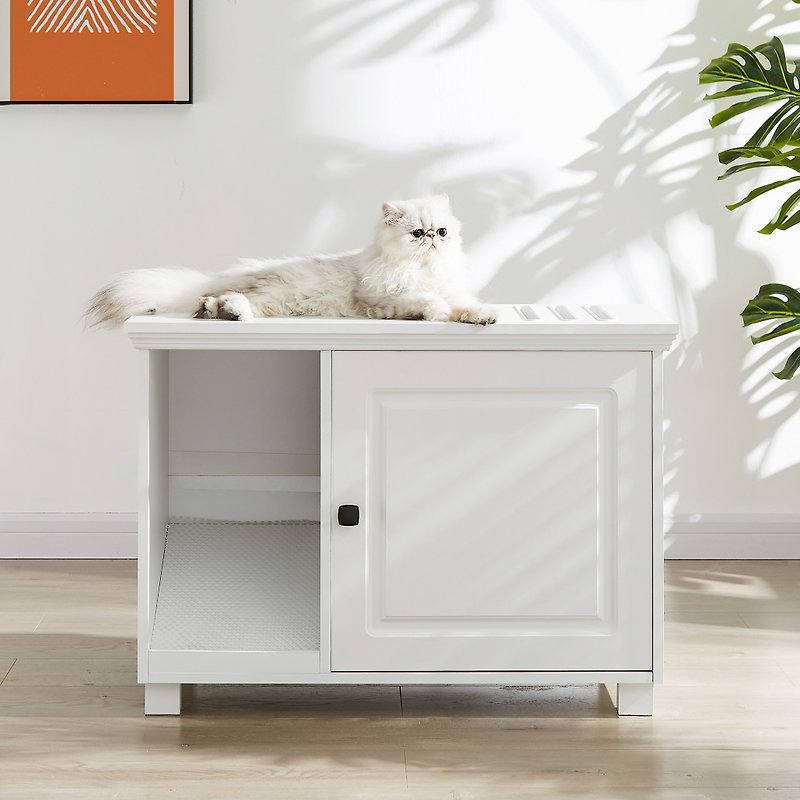 American line carving board cat litter box cabinet cat toilet cat nest cat house - Storage - Wood White