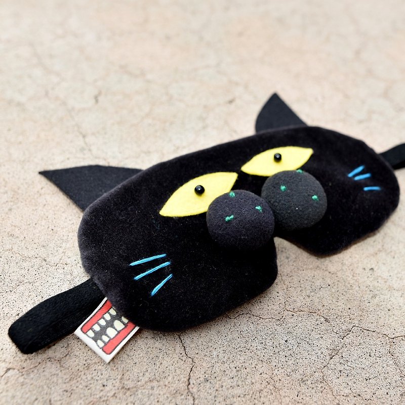 Mysterious black cat blindfold - อื่นๆ - ผ้าฝ้าย/ผ้าลินิน สีดำ