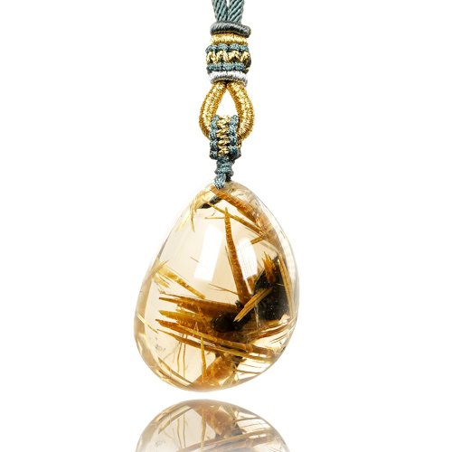 正佳珠寶 Gemsrich Jewelry 【正佳珠寶】金鈦晶 頂級母礦隨型水滴 29.8g 金鈦晶吊墜