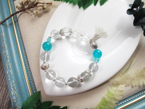 クリアクォーツ × アマゾナイト：邪気払い、幸運、幸福を招く