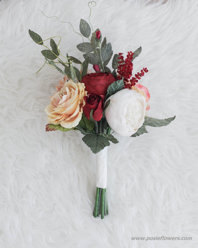 Classic Red Mini Flower Bouquet - Wood, Bamboo & Paper - Paper Red