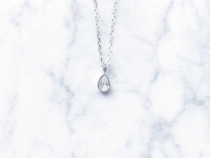 ::Light light series:: Ice drop (classic color) Basic cut sterling silver clavicle chain (2.0) - Collar Necklaces - Gemstone 
