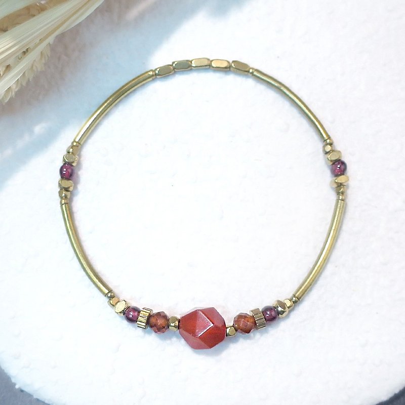 VIIART. Mind-red agate. Stone red Bronze bracelet agate - Bracelets - Gemstone Red