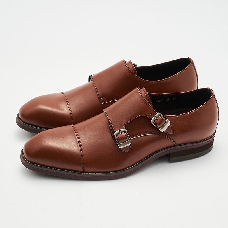 Gullar 勇往雙釦孟克-素食皮鞋(油蠟咖啡色) - 男皮鞋 - 防水材質 