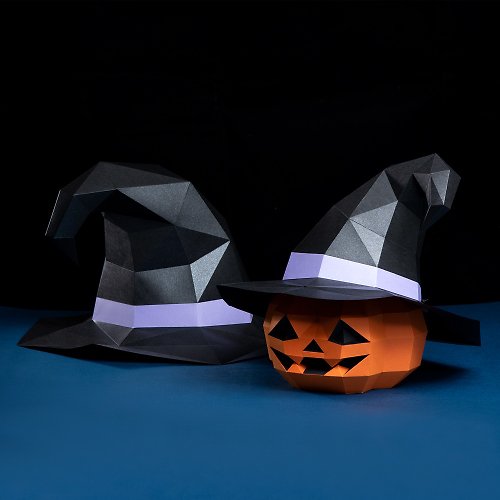 盒紙動物 BOX ANIMAL - 台灣原創紙模設計開發 3D紙模型-DIY動手做-節日系列-巫婆帽-萬聖節 裝扮帽子