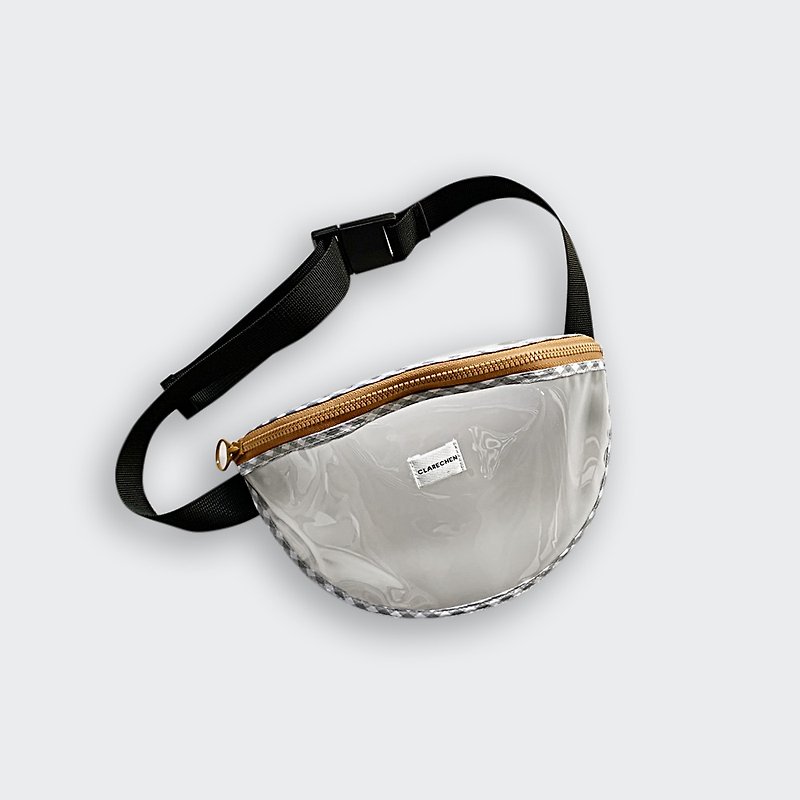 CLARECHEN_Pocket belt bag_Gray lattice belt bag for sale - Backpacks & Bags - Waterproof Material Gray