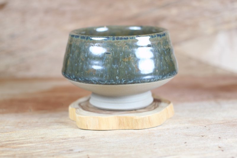 【送禮好物】苔紋釉 高足茶碗 名家葉敏祥手工作品 - 茶壺/茶杯/茶具 - 陶 