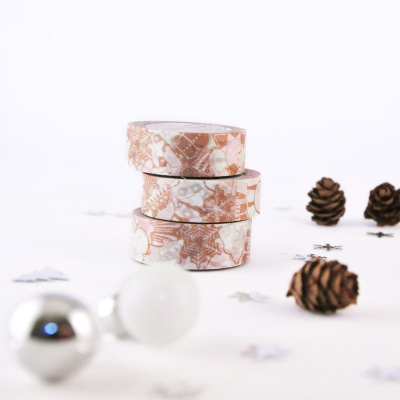 Gingerbread Cookie washi tape with white and pastel colored frosting - Washi Tape - Paper Brown