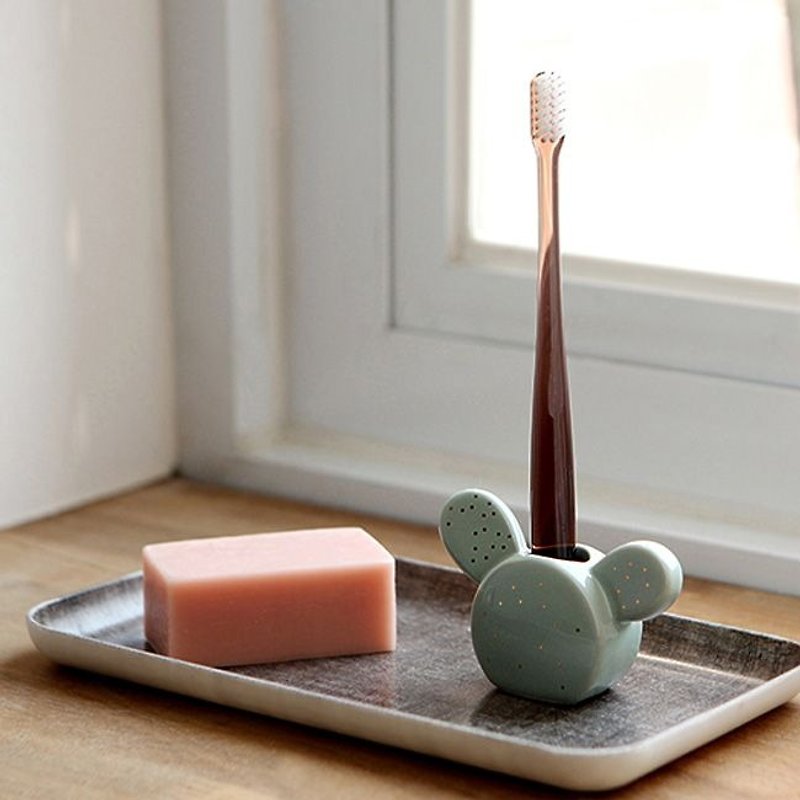 Dailylike modeling ceramic toothbrush holder -04 shy cactus, E2D49054 - Pottery & Ceramics - Porcelain Green