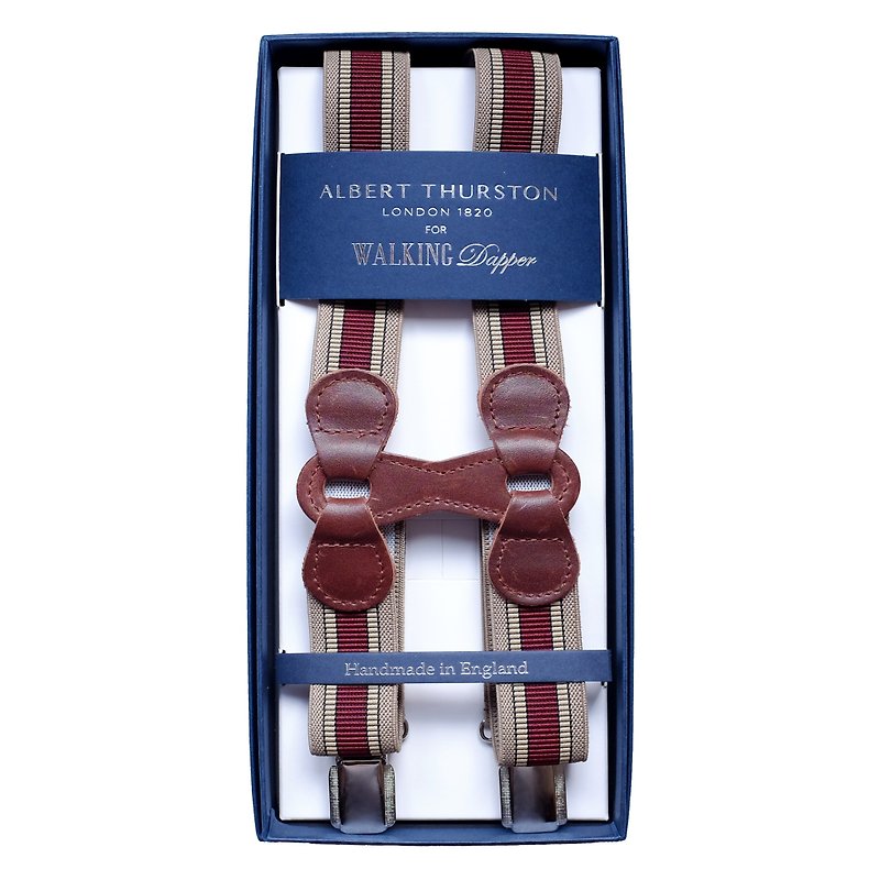 25mm Tan Braces with Infinity-back Suspenders since 1820 - เข็มขัด - หนังแท้ สีนำ้ตาล