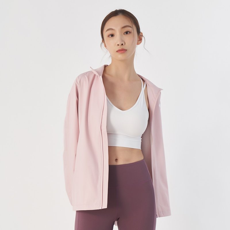 【GLADE.】Venture輕量防風透氣女機能外套 (珍珠粉) - 女運動上衣/背心 - 聚酯纖維 粉紅色