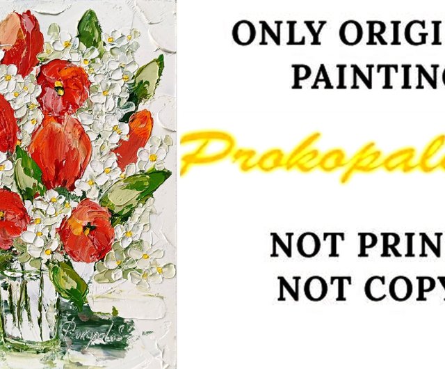 チューリップの絵画 花柄 オリジナルアート 花 ライラック 10 x