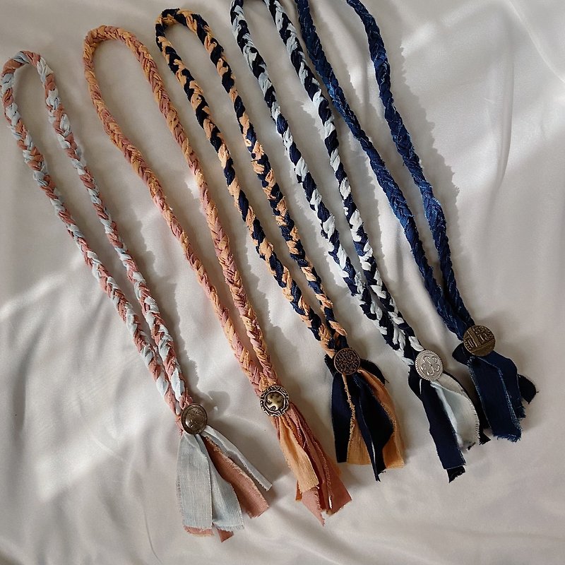 Herring Blue Dye | Second Anniversary Limited Color Plant Dyeing Rope Hand-woven Necklace - Necklaces - Cotton & Hemp Blue