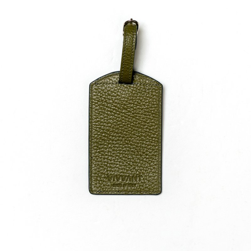 Vivvant Leather Luggage Tag (Military Green)-Passport Case Not Included - Luggage Tags - Genuine Leather Green