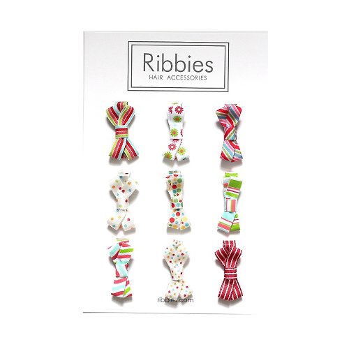 Ribbies 台灣總代理 英國Ribbies 糖果蝴蝶結9入組-紅配綠