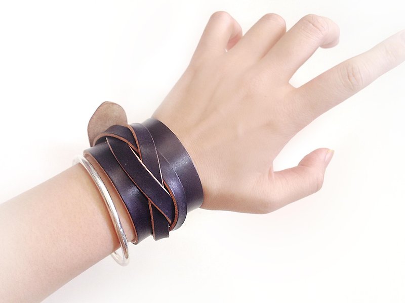 POPO│ Wide leather bracelet │ Rock ‧ ‧ black │leather - Bracelets - Genuine Leather Black
