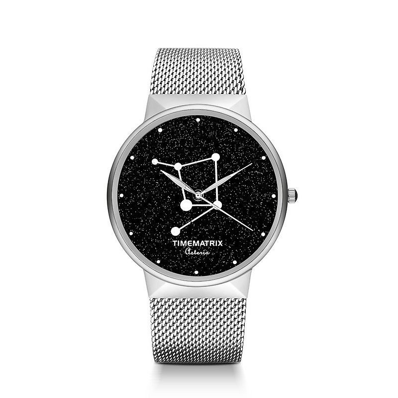 【丹麥星彩寶石】天秤座 Time Matrix 星座創意時尚男女石英手錶 - 女錶 - 不鏽鋼 銀色