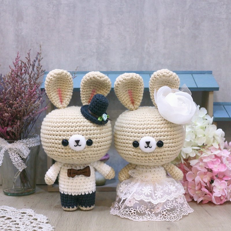 兔兔－婚禮娃娃－白。結婚禮物。情人節禮物 - 玩偶/公仔 - 其他人造纖維 