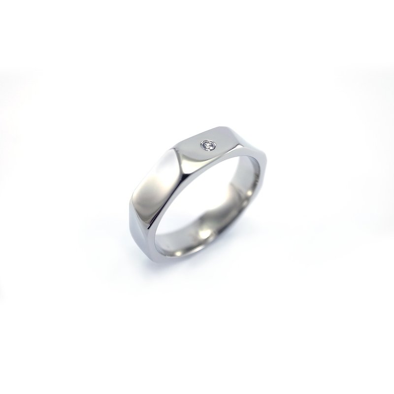 [Valentine's Day Gift] At ease. Octagonal arc cut couple ring (wide primary color single style) - แหวนคู่ - โลหะ 