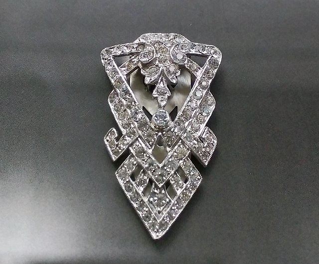 Vintage Platinum Estate Diamond Dress Clip Brooch