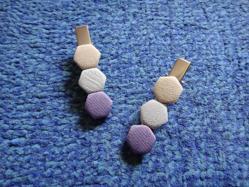 Taro green bean paste button duckbill long clip HHHALSX13X14X15 - Hair Accessories - Cotton & Hemp Purple