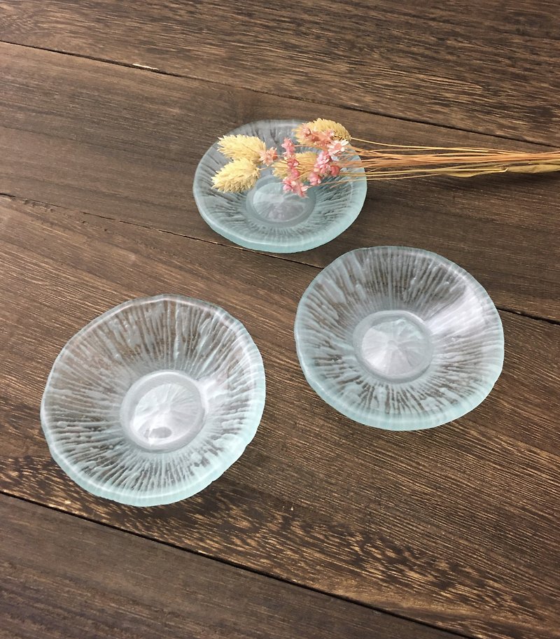 氷線　小皿 - 皿・プレート - ガラス 透明