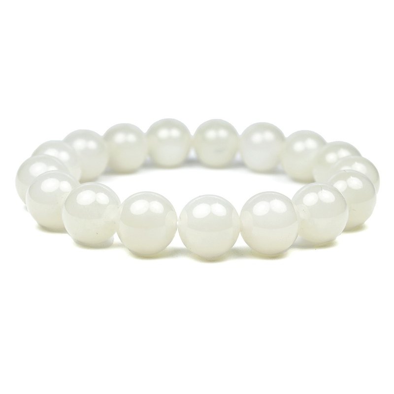 【正佳珠寶】和田白玉 乳白色和闐白玉手串 11.8-12.2mm - 手鍊/手環 - 半寶石 白色