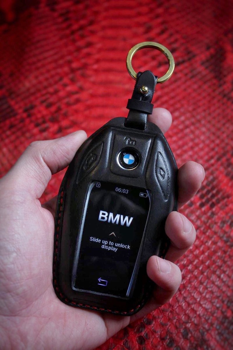 【現貨版】寶馬 BMW X1 X3 X4 X5 X6 520 640 740 I8汽車鑰匙皮套 - 鑰匙圈/鑰匙包 - 真皮 黑色