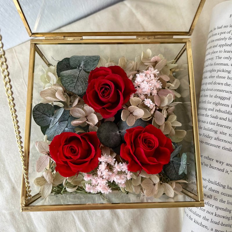 Ruby eternal flower jewelry box_Two Five Flowers - Dried Flowers & Bouquets - Glass Red