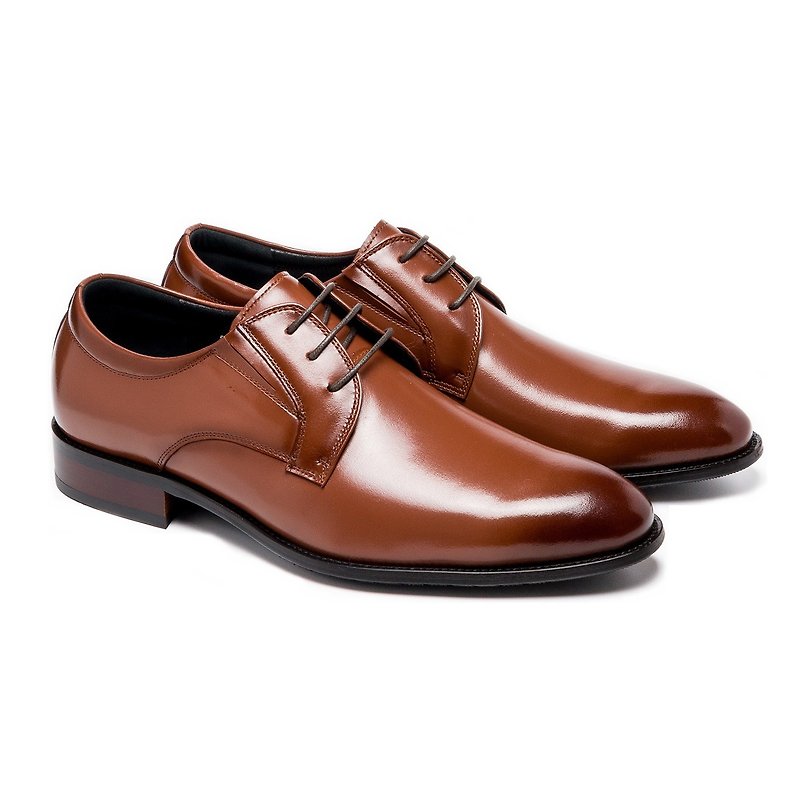 Textured Gentleman Men's Leather Shoes Brown - Men's Leather Shoes - Genuine Leather 