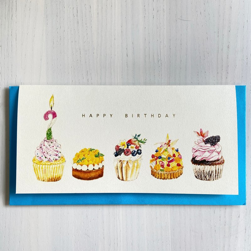Homemade cupcake birthday card with a Blue envelope - 卡片/明信片 - 紙 多色