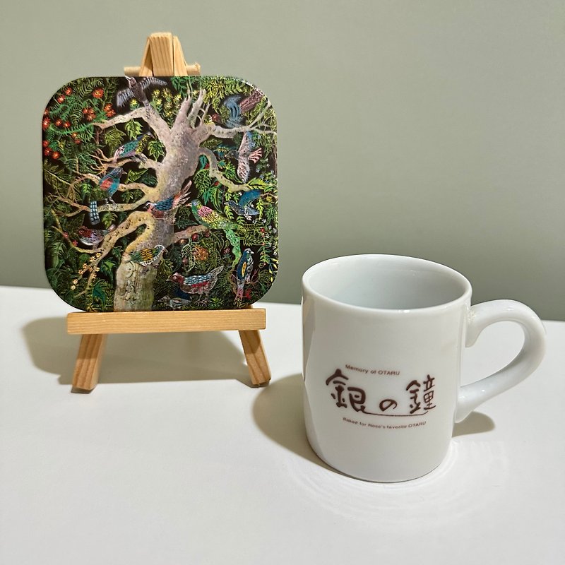 Cultural and creative coasters with singing birds and fragrant flowers | colorful and vivid brushstrokes - Coasters - Pottery 