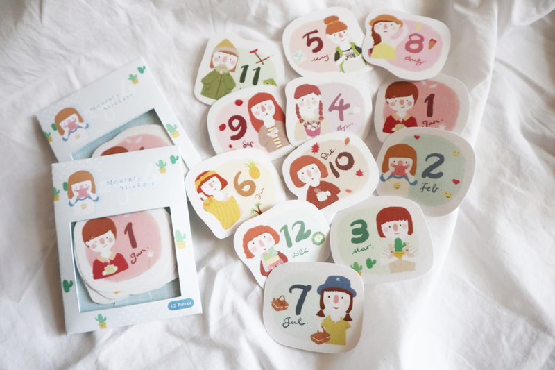 12 months Stickers Pack /12 pieces - Stickers - Paper Pink