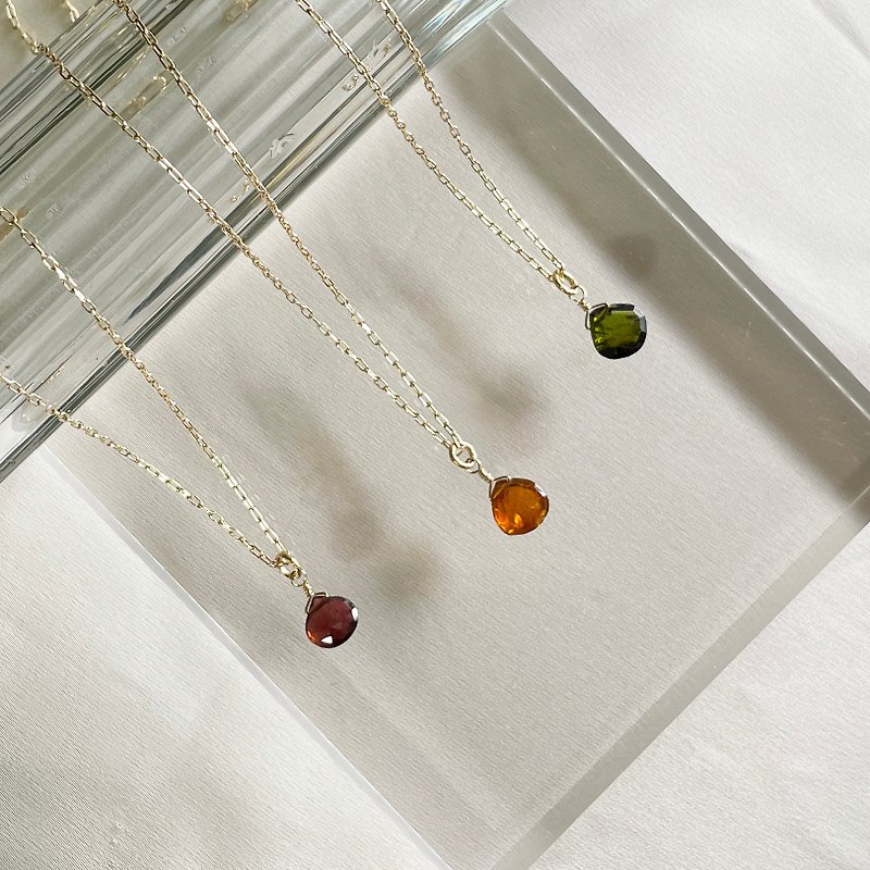 Water drop tourmaline necklace 14K Gold-Filled - Necklaces - Gemstone Multicolor