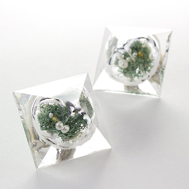 Pyramid dome earrings (Botanical Gardens B) - Earrings & Clip-ons - Other Materials Multicolor