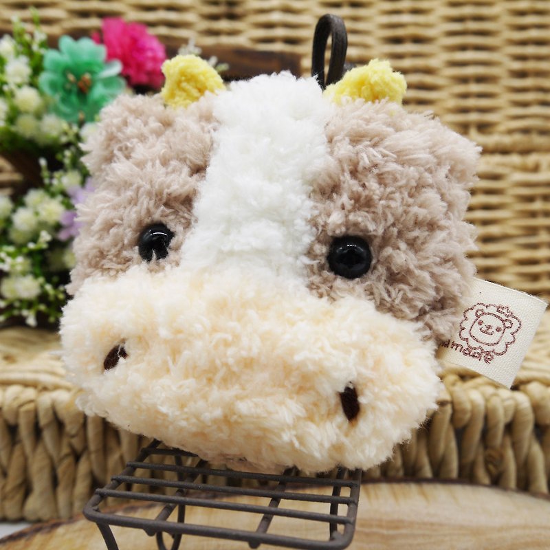 Chocolate Cow-Marshmallow Animal Small Round Mirror Portable Mirror Small Mirror Makeup Mirror - Makeup Brushes - Other Materials 