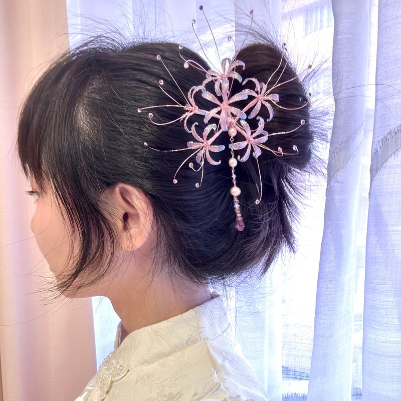 夢幻彼岸花 髮簪 髮叉 髮釵 - 其他 - 樹脂 粉紅色