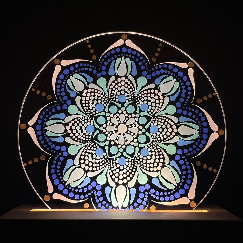 Mandala hand drawn mandala night light - โคมไฟ - อะคริลิค 