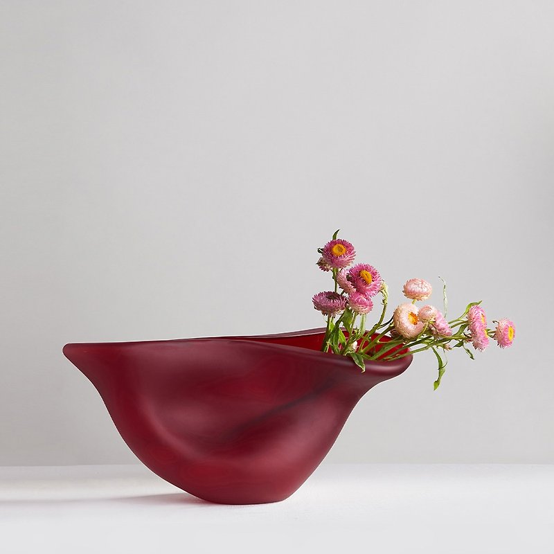 【3,co】動景花器X - 紅 - 花瓶/陶器 - 玻璃 紅色