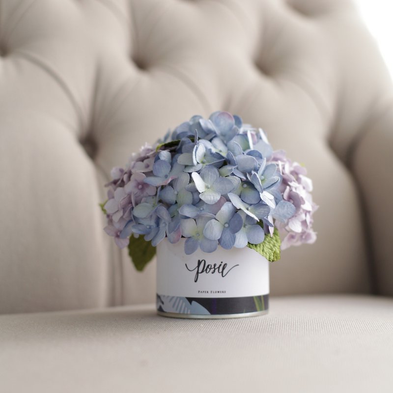 GS102：小さな花の香水瓶。青と紫でアジサイの花。 - アロマ・線香 - 紙 ブルー