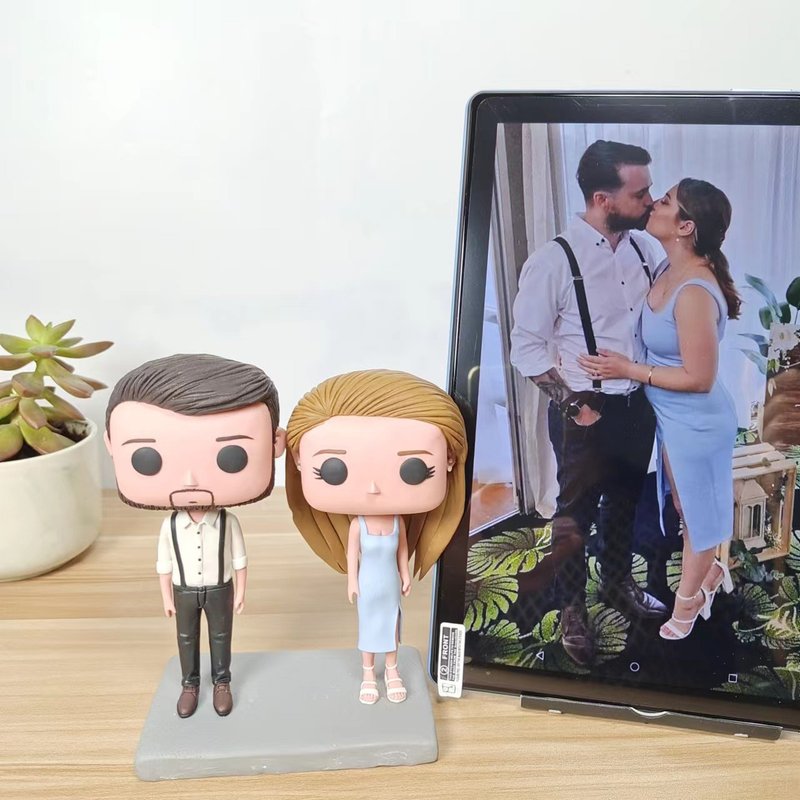 客製化3D人像公仔 訂製手工Funko Pop情侶父母夫妻結婚週年禮物 - 公仔/玩偶 - 黏土 多色