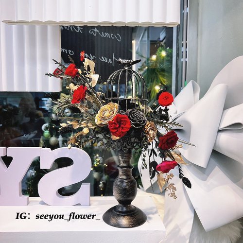 SeeYou Flower Studio SeeYou・Bright Life系列 玫瑰永生鳥籠桌花