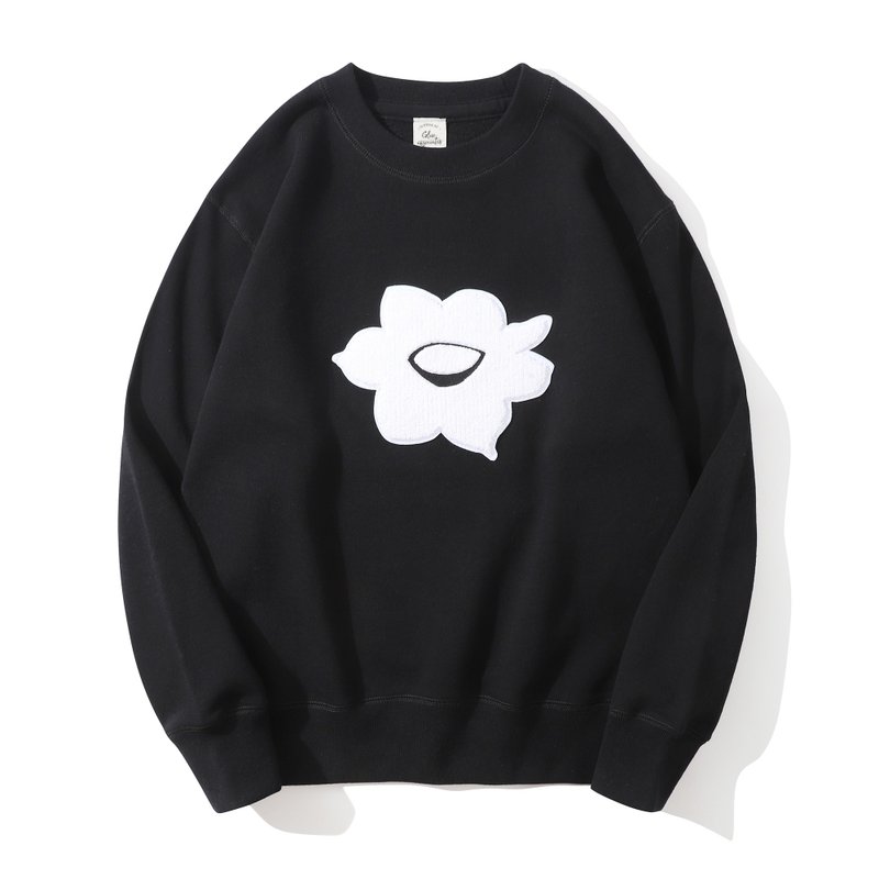 Vintage Old Loom Seamless Sweatshirt with Towel Rusty Daffodils Unisex - Black - เสื้อฮู้ด - ผ้าฝ้าย/ผ้าลินิน สีดำ