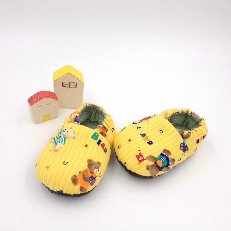Super Bear - Toddler Shoes / Baby Shoes / Baby Shoes - รองเท้าเด็ก - ผ้าฝ้าย/ผ้าลินิน สีเหลือง