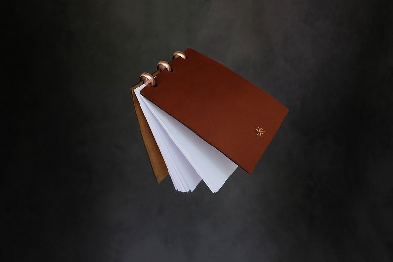 UNIC aluminum alloy mushroom buckle notebook/leather notebook/loose-leaf pocket book [can be customized] - Notebooks & Journals - Genuine Leather Brown