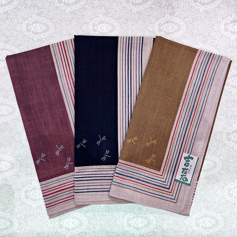Kyoto Handkerchief-Yoshiyou Series-Dragonfly and Square - ผ้าเช็ดหน้า - ผ้าฝ้าย/ผ้าลินิน 