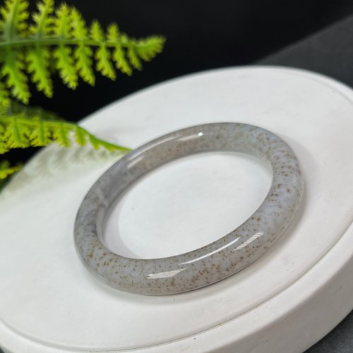 和田玉 糖白バングル 55MM 古い素材の金木犀糖色 円形バングル 鑑別書