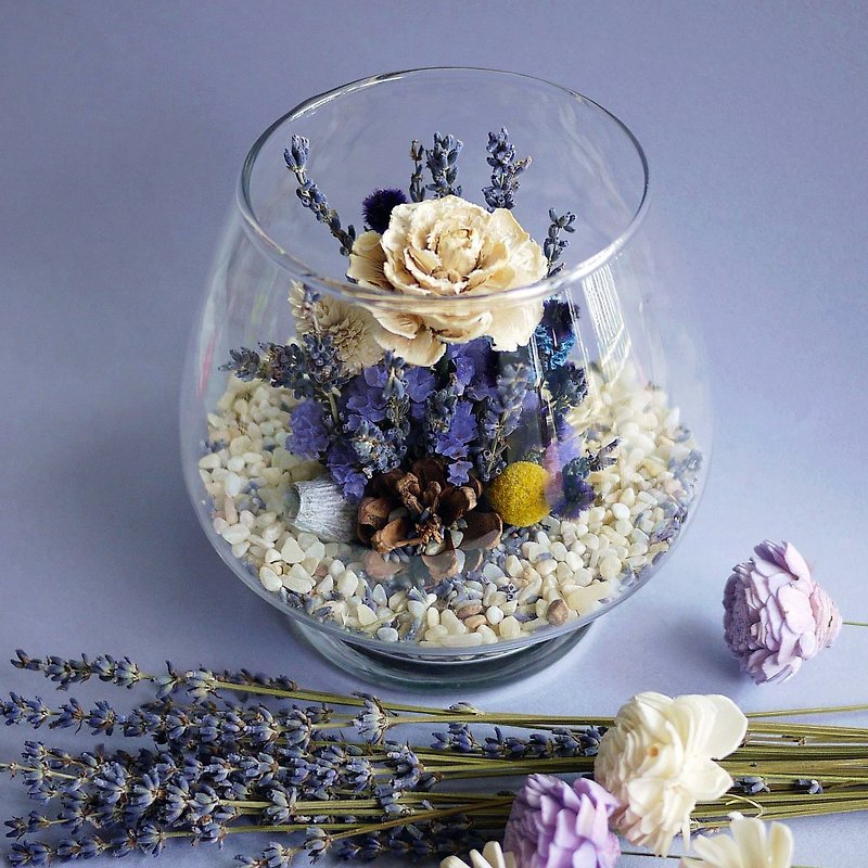 Flower Collection - Lavender Dreamy Fir Rose Glass Drying Table Flower Mother's Day / Birthday - ตกแต่งต้นไม้ - พืช/ดอกไม้ สีม่วง