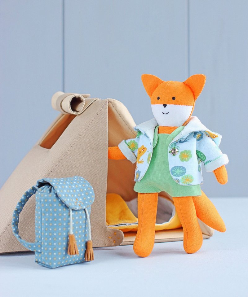 2 PDF Mini Fox Doll + Camping Set for Mini Doll Sewing Patterns Bundle - 手工藝教學/工具書 - 其他材質 